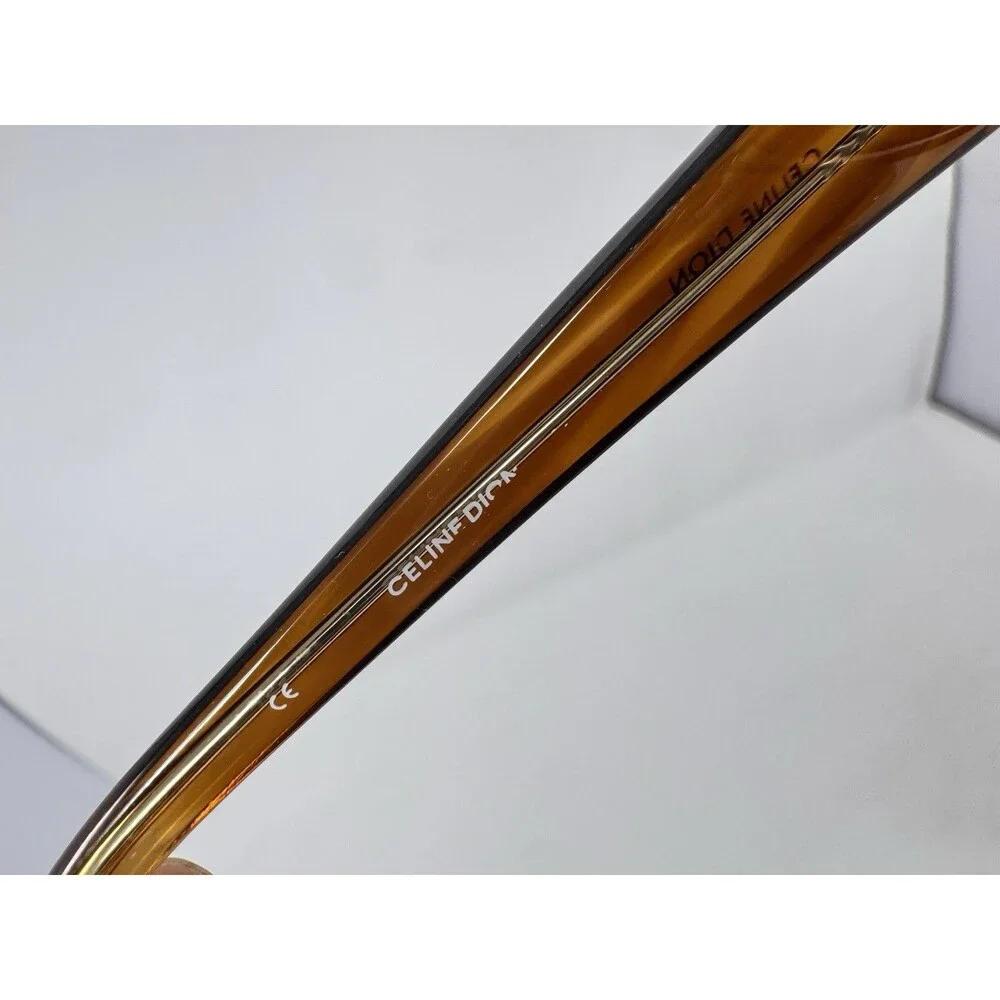 Celine Dion CD5038 Eyeglass Frames Only Brown Tortoise Rectangle